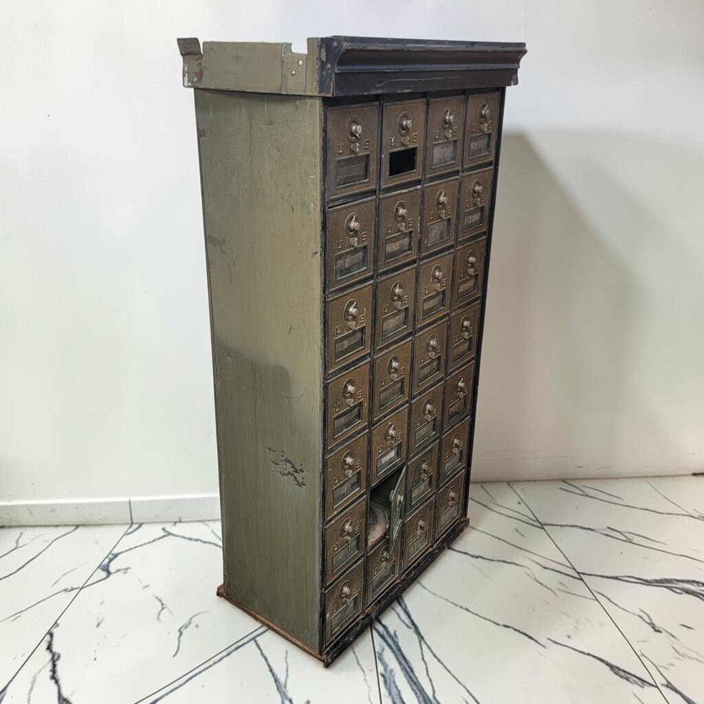 8681 Vintage U.S. Post Office Mailbox #Cabinet (28-Door Unit)