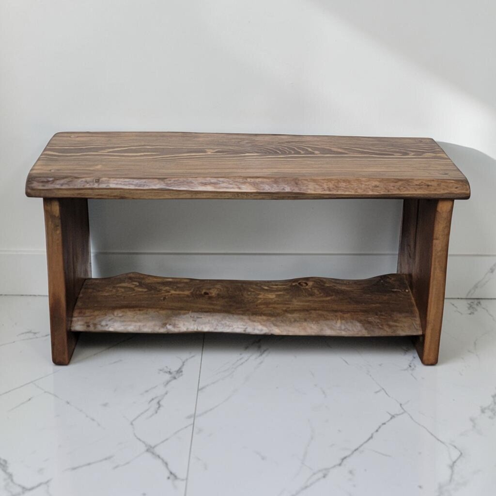 8686 Handcrafted Reclaimed Wood Live-Edge Bench