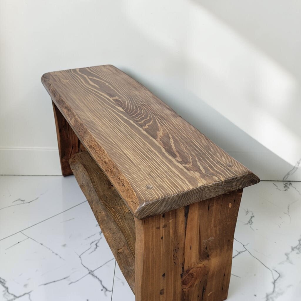 8686 Handcrafted Reclaimed Wood Live-Edge Bench