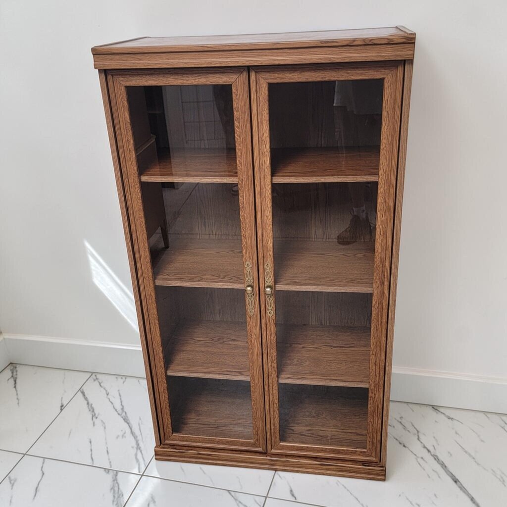 8691 Oak-Laminate Bookcase with Glass Doors