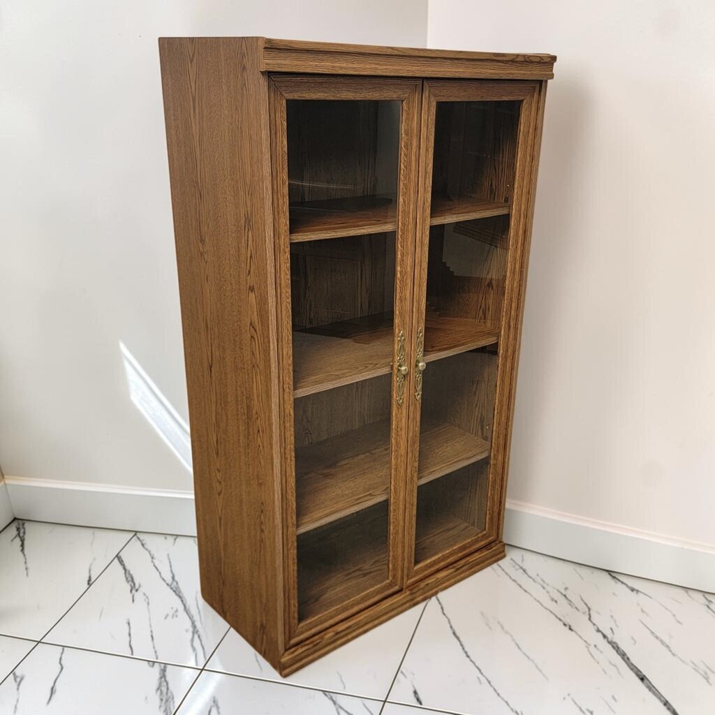 8691 Oak-Laminate Bookcase with Glass Doors