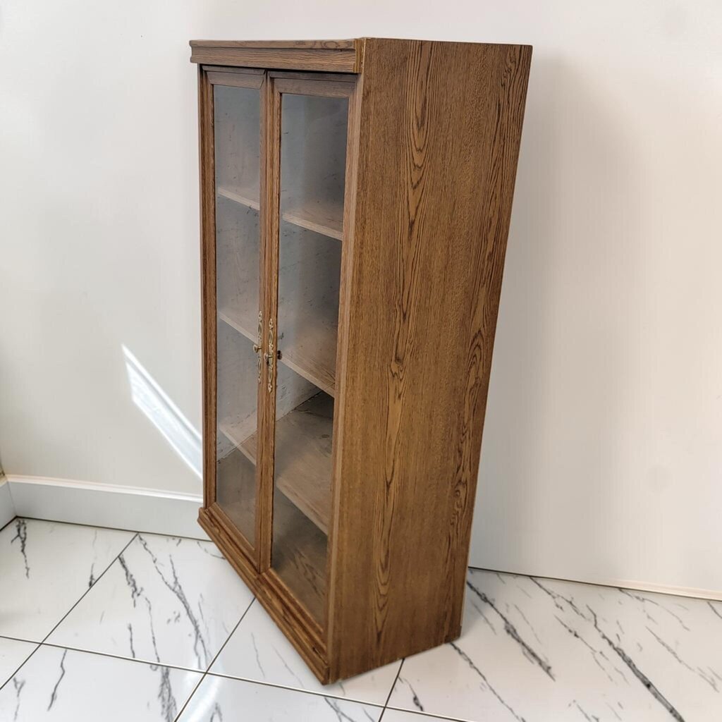 8691 Oak-Laminate Bookcase with Glass Doors