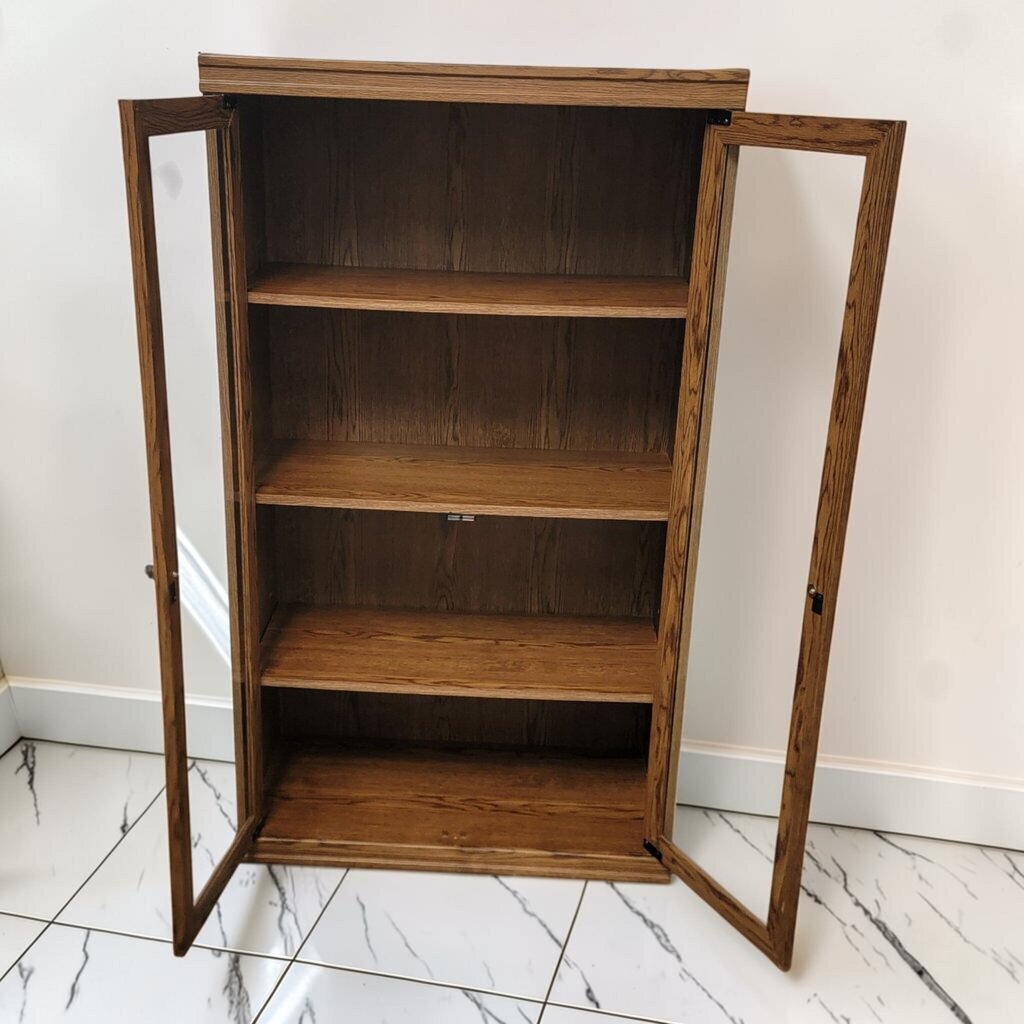 8691 Oak-Laminate Bookcase with Glass Doors