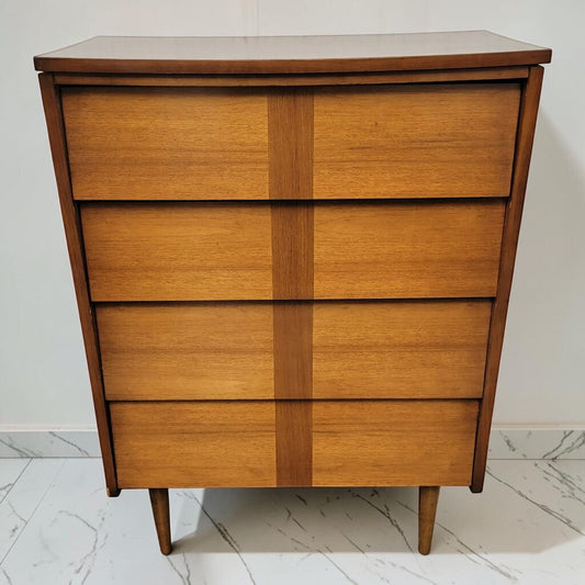 8694 Mid- Century Modern 4 Drawer Chest with Vertical Branding