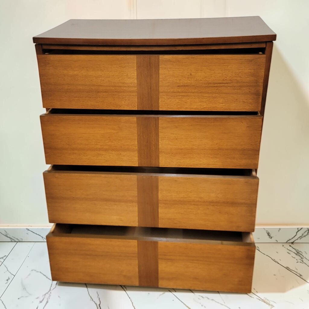 8694 Mid- Century Modern 4 Drawer Chest with Vertical Branding