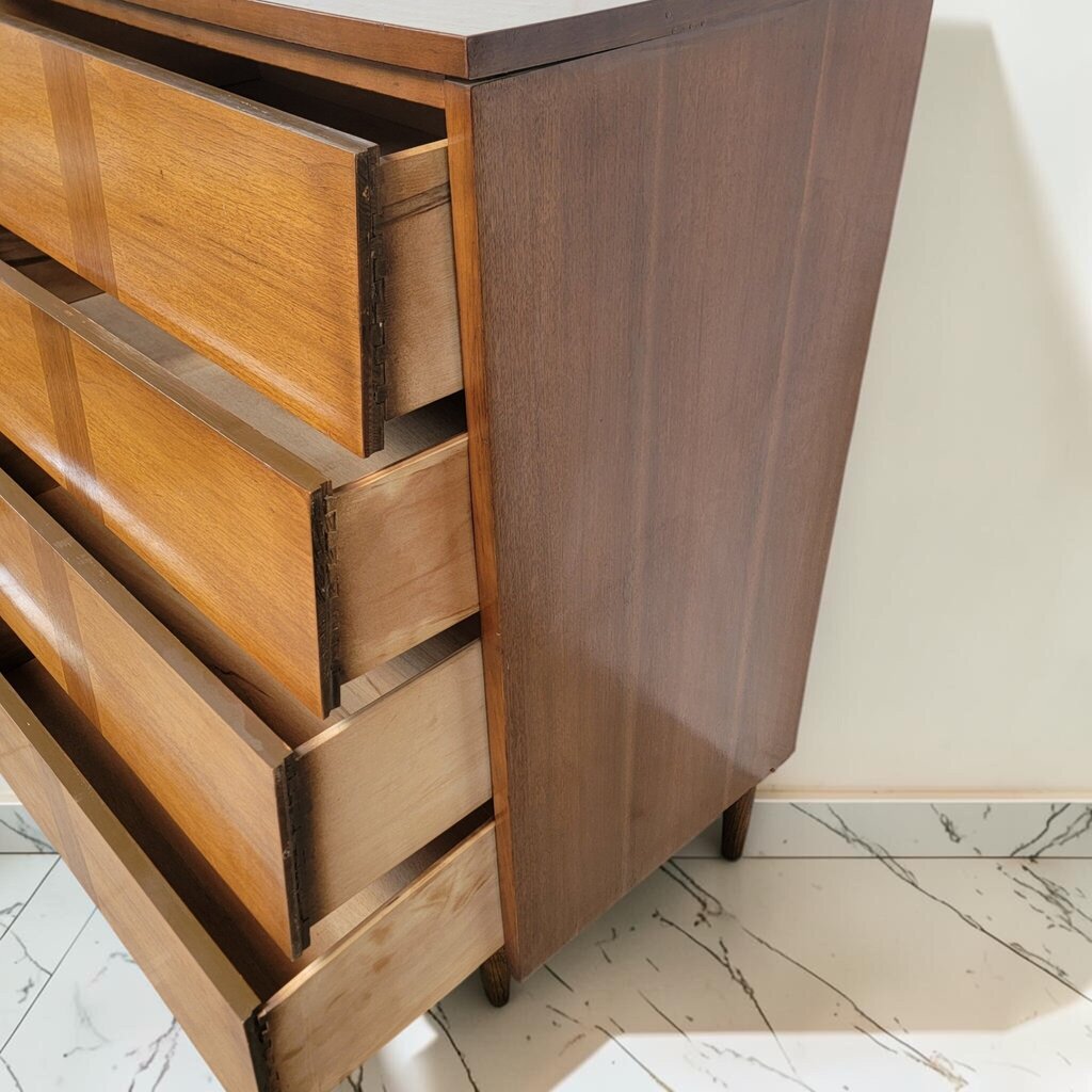8694 Mid- Century Modern 4 Drawer Chest with Vertical Branding