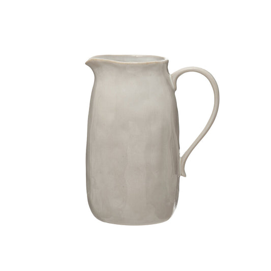 2 Quart Stoneware Pitcher | Glazed White