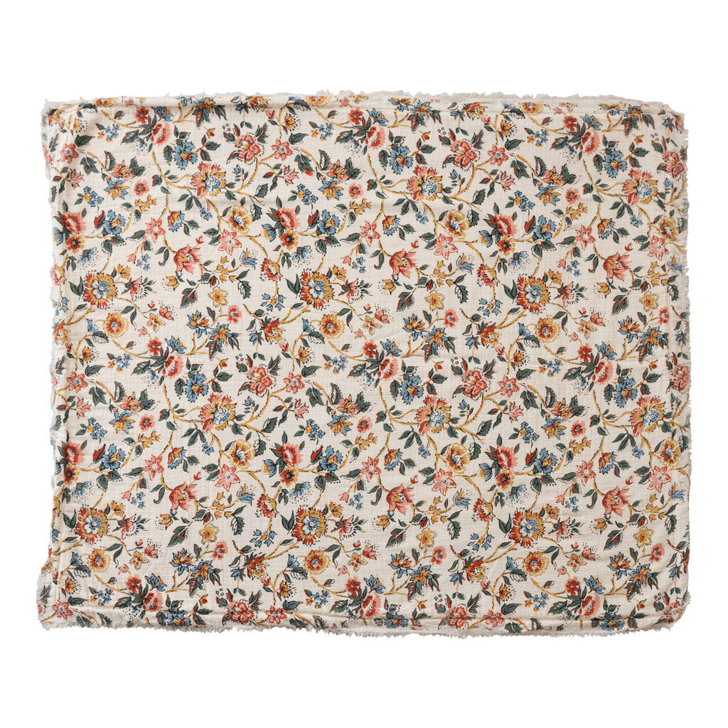 Flower Pattern Cotton Printed Throw | Sherpa Back