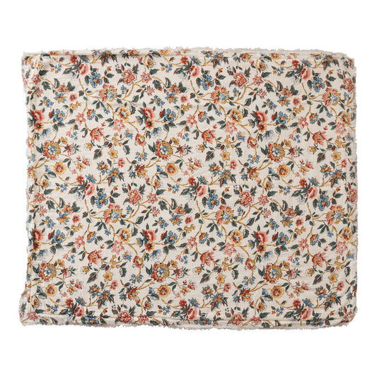 Flower Pattern Cotton Printed Throw | Sherpa Back