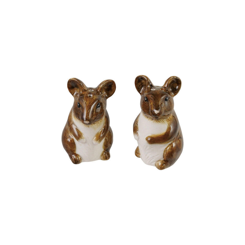 Hand-Painted Stoneware Mouse Salt & Pepper Shakers New * Home
