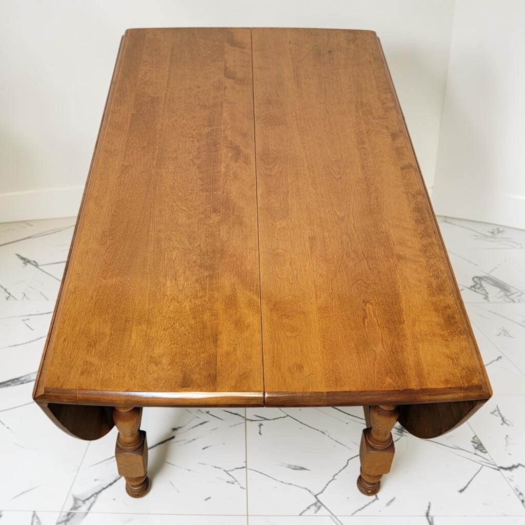 8700 Vintage Early American Solid Maple Extension Drop-Leaf Gateleg Dining Table