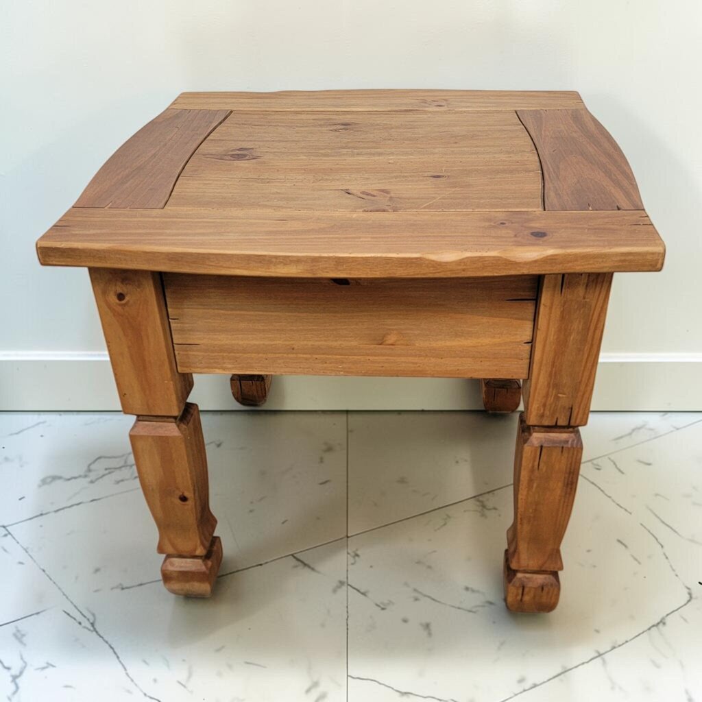 8701 Rustic Mexican Pine End #Table with Single Drawer