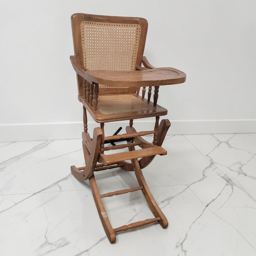 8702 Victorian Style Convertible Oak High Chair and #Rocker