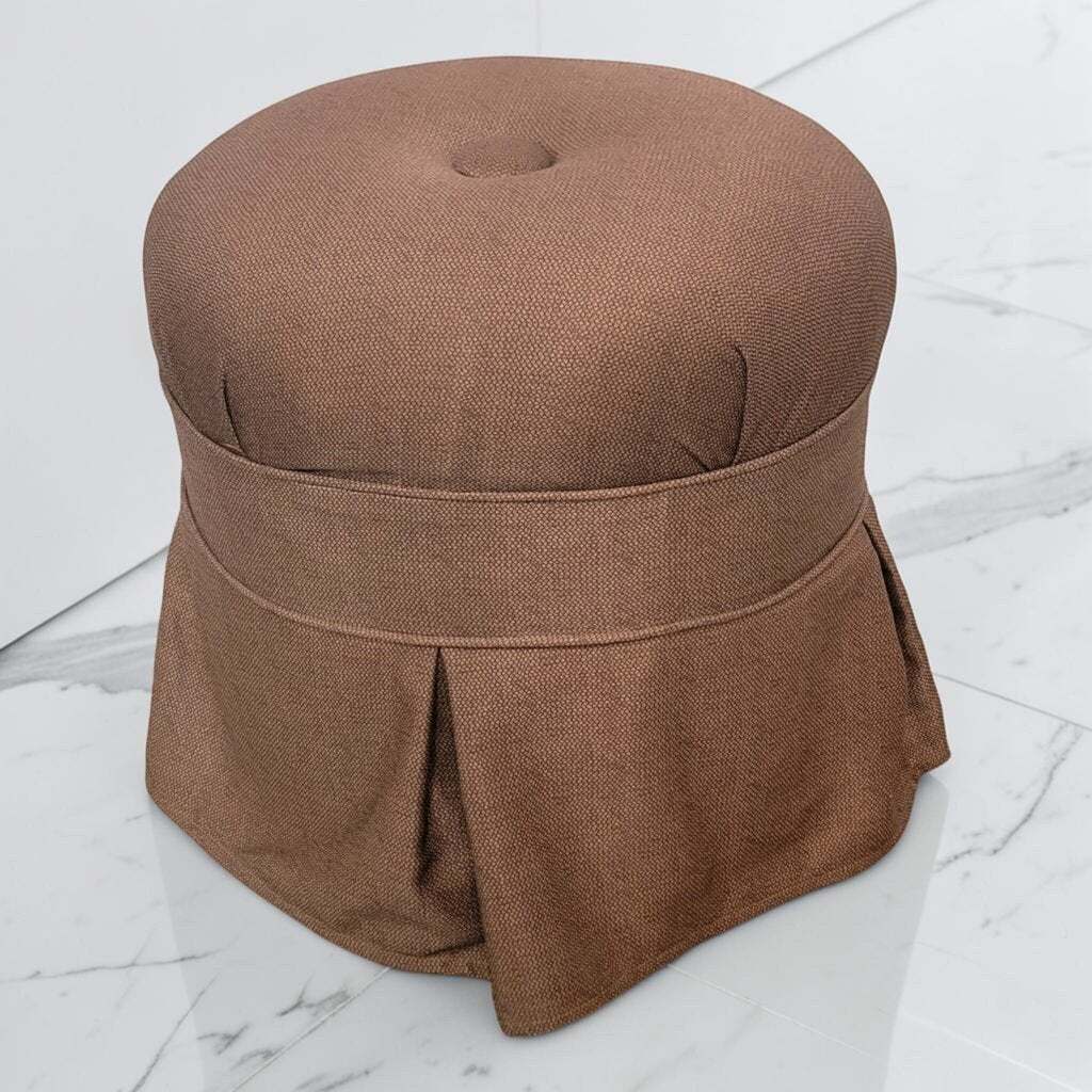 8703 Vintage Button-Tufted Round Vanity #Stool with Pleated Skirt