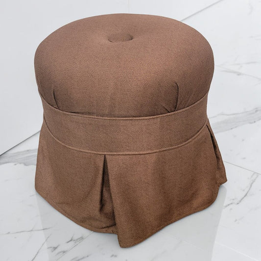 8703 Vintage Button-Tufted Round Vanity #Stool with Pleated Skirt