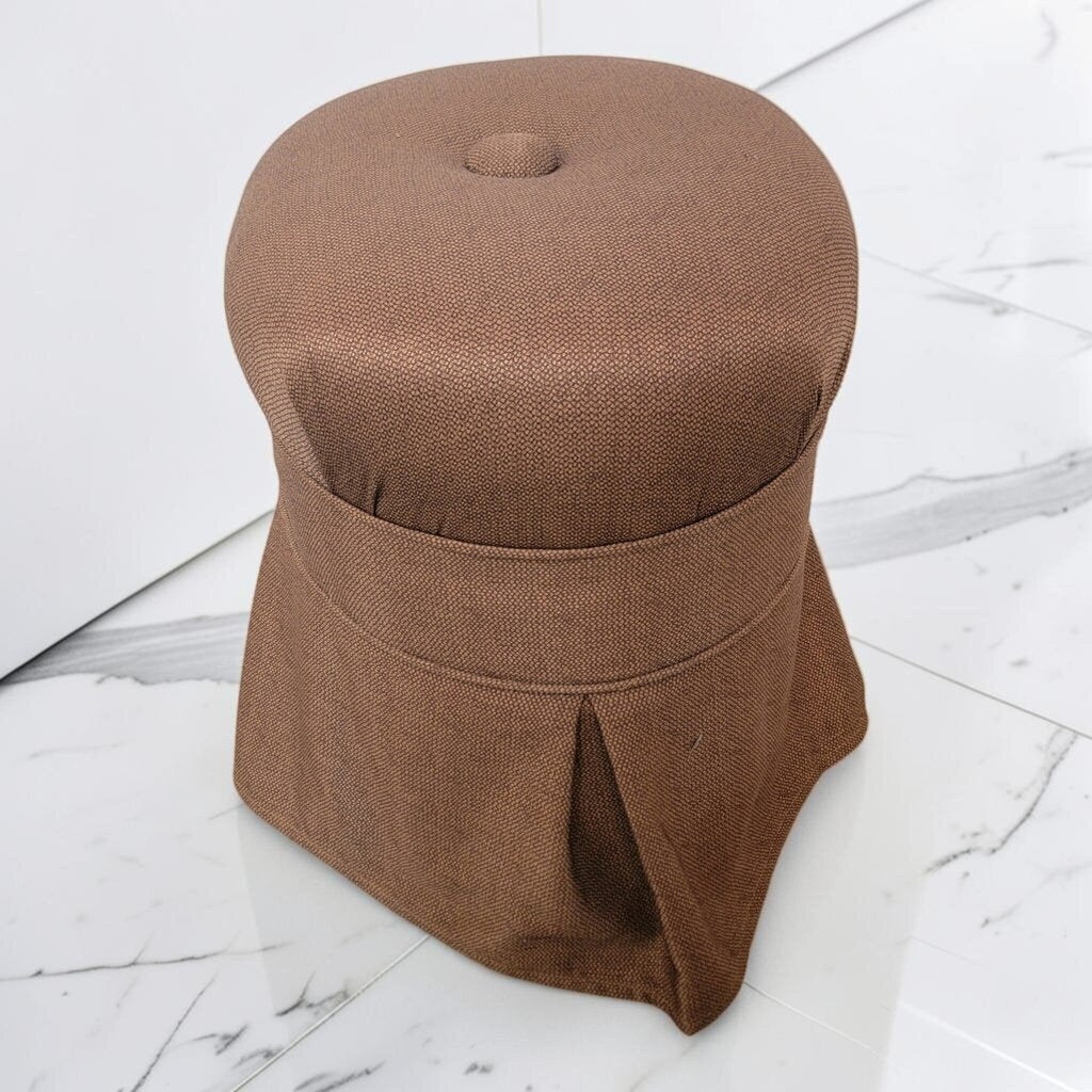 8703 Vintage Button-Tufted Round Vanity #Stool with Pleated Skirt