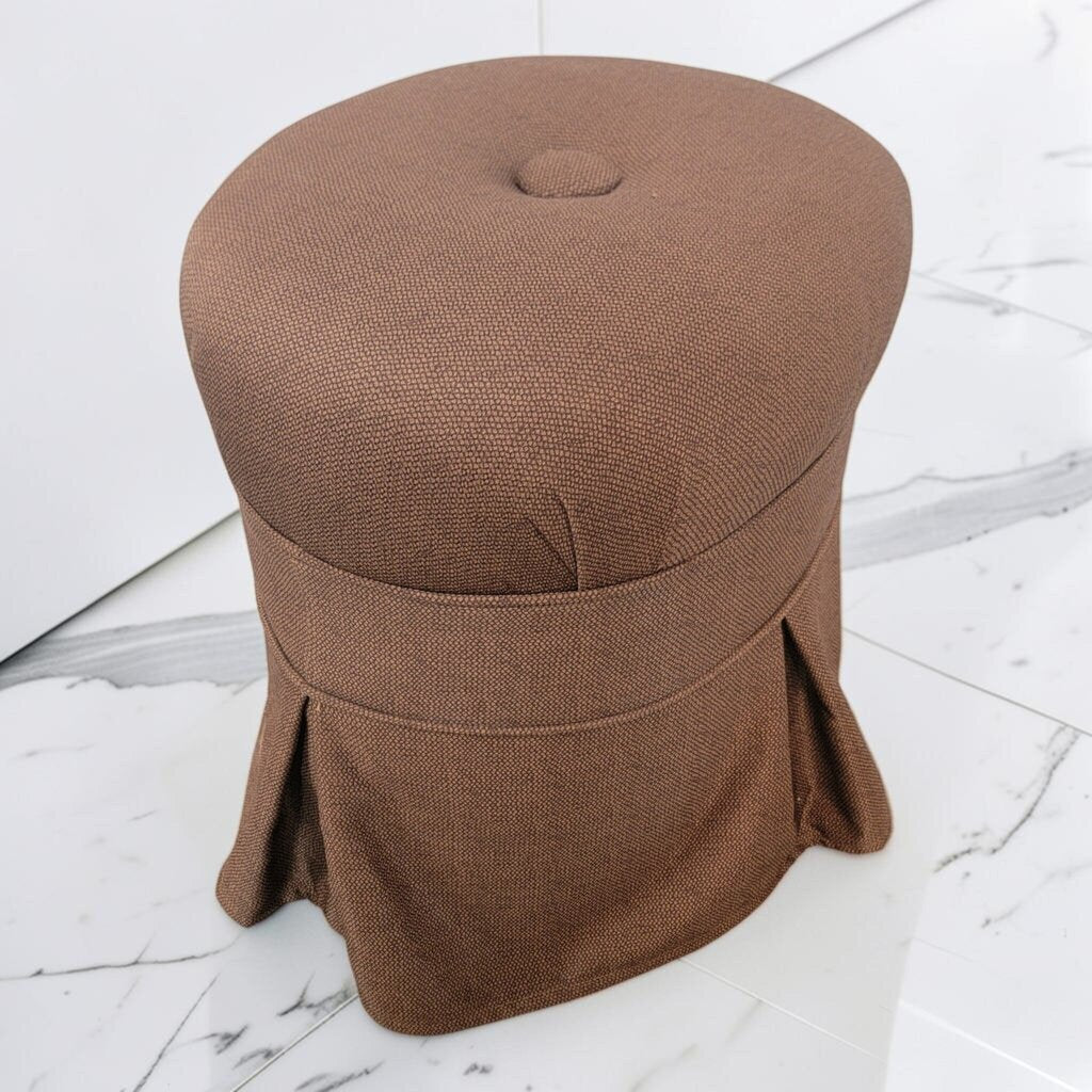 8703 Vintage Button-Tufted Round Vanity #Stool with Pleated Skirt