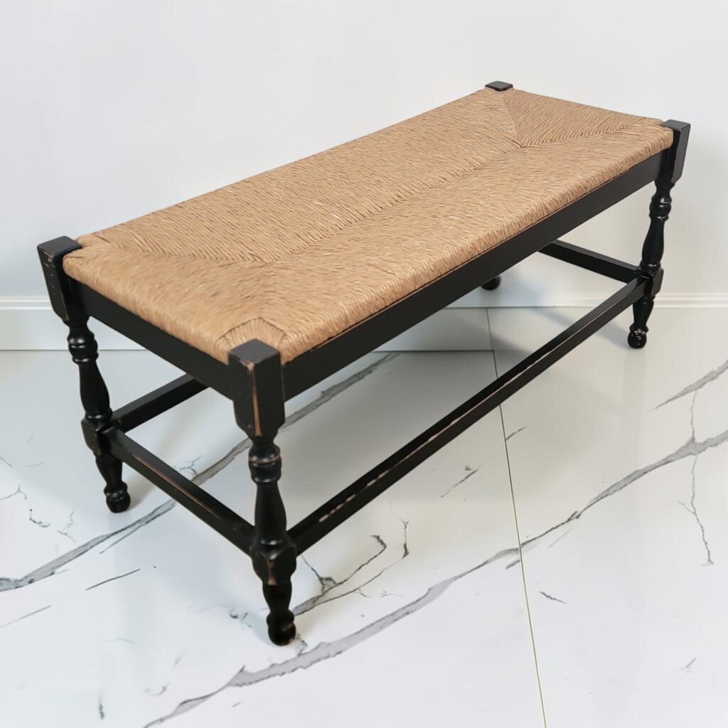 8704 French Country Black Rush Seat #Bench
