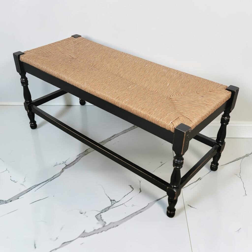 8704 French Country Black Rush Seat #Bench