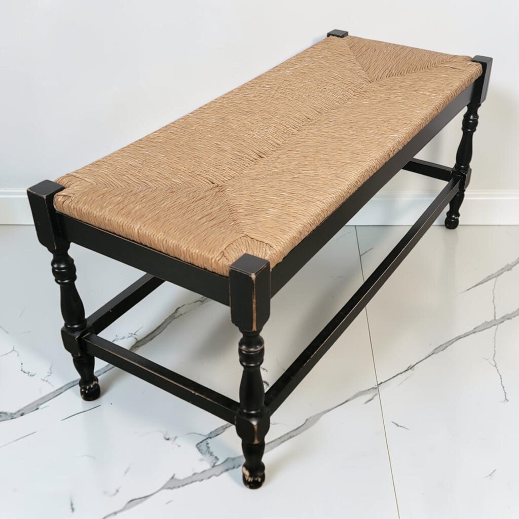 8704 French Country Black Rush Seat #Bench