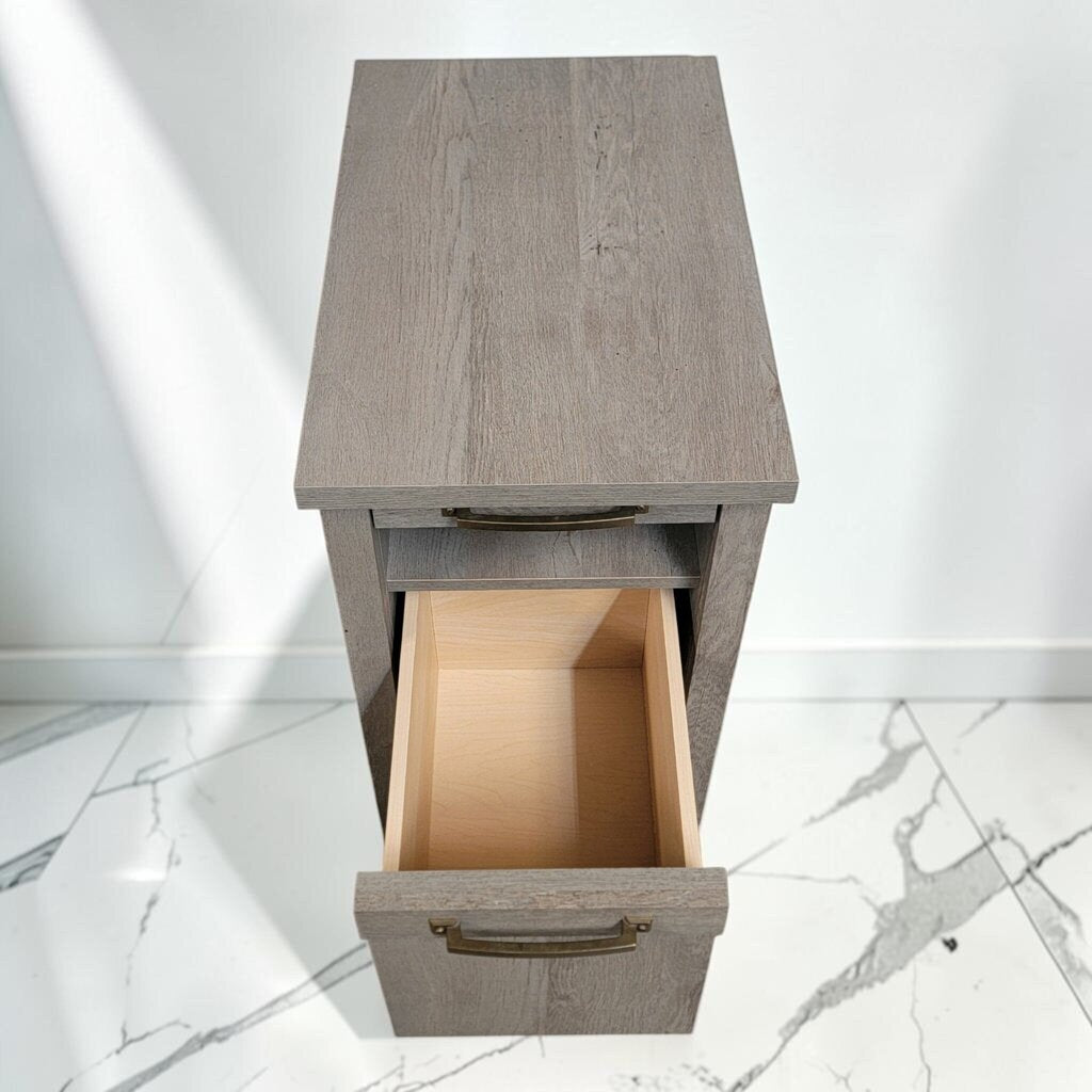 8713 Weathered Grey Chairside End Table with Pull-out Tray