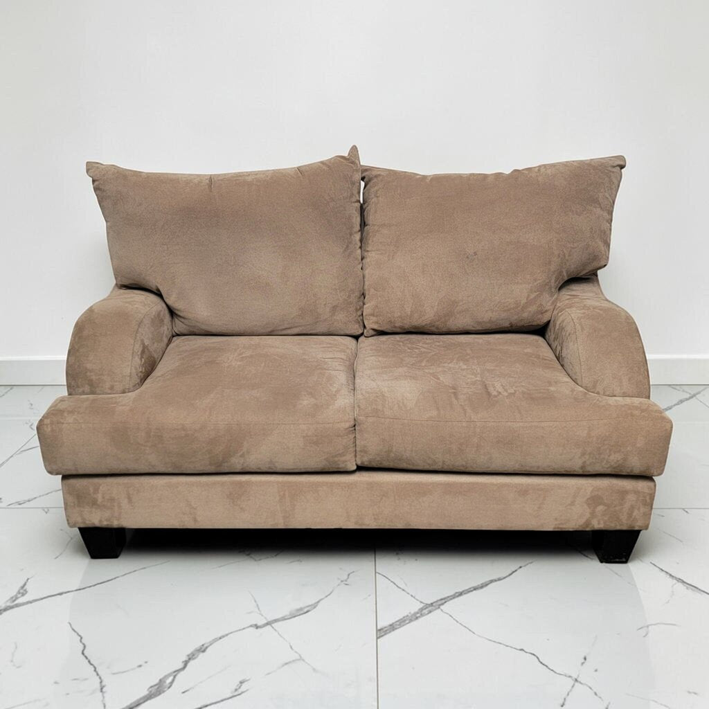 8715 Tan Contemporary Microfiber Loveseat