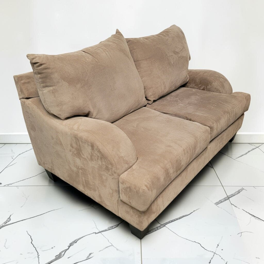 8715 Tan Contemporary Microfiber Loveseat