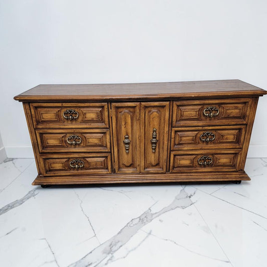 8738 VIntage 1970's Mediterranean Revival Triple #Dresser Credenza