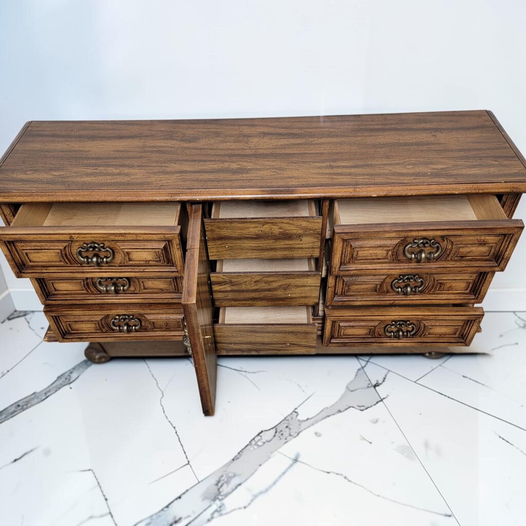 8738 VIntage 1970's Mediterranean Revival Triple #Dresser Credenza