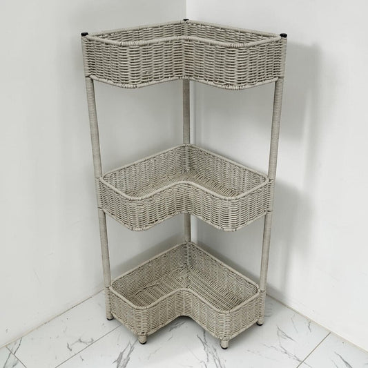 8739 Three Tier L- Shaped Wicker Corner #Shelf