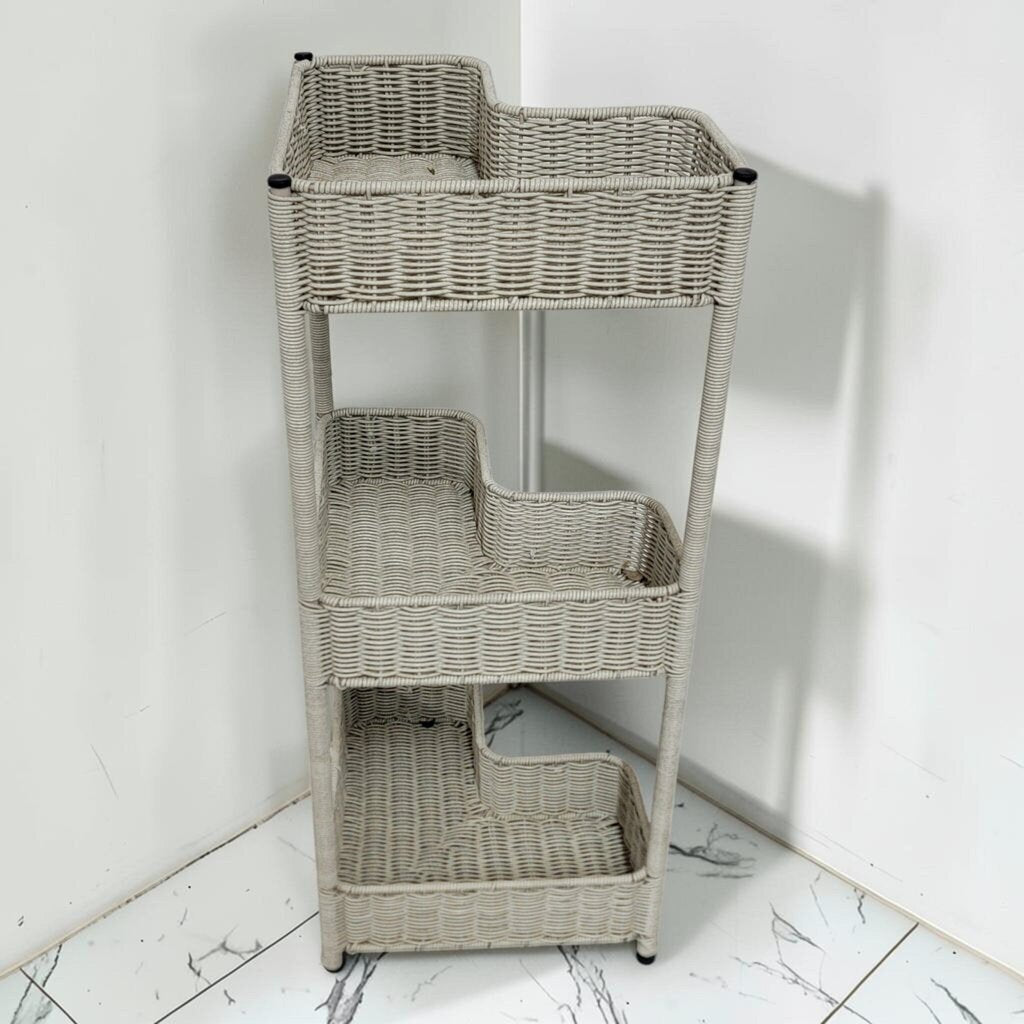 8739 Three Tier L- Shaped Wicker Corner #Shelf