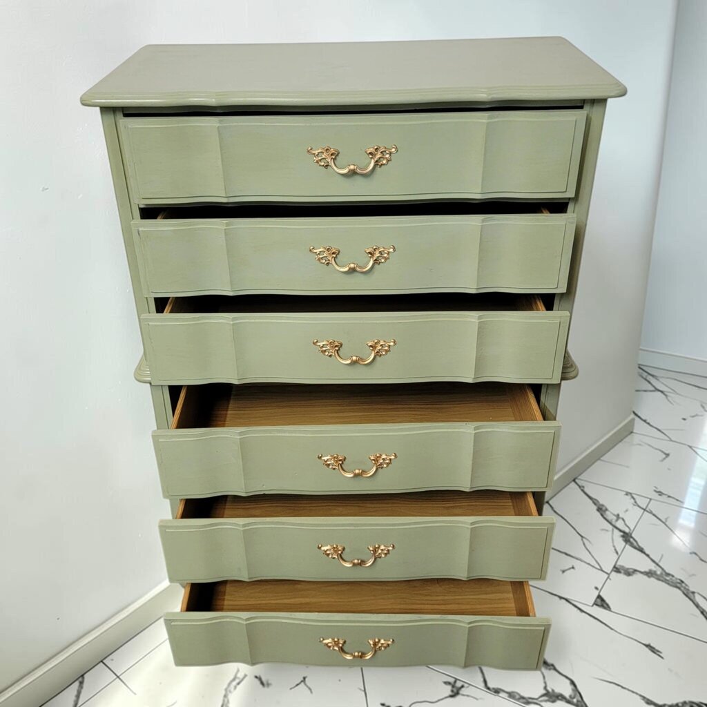 8746 Refinished French Provincial Tall Sage Green 6 Drawer #Chest ~ FURNITURE