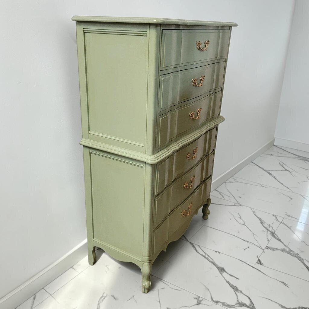 8746 Refinished French Provincial Tall Sage Green 6 Drawer #Chest ~ FURNITURE