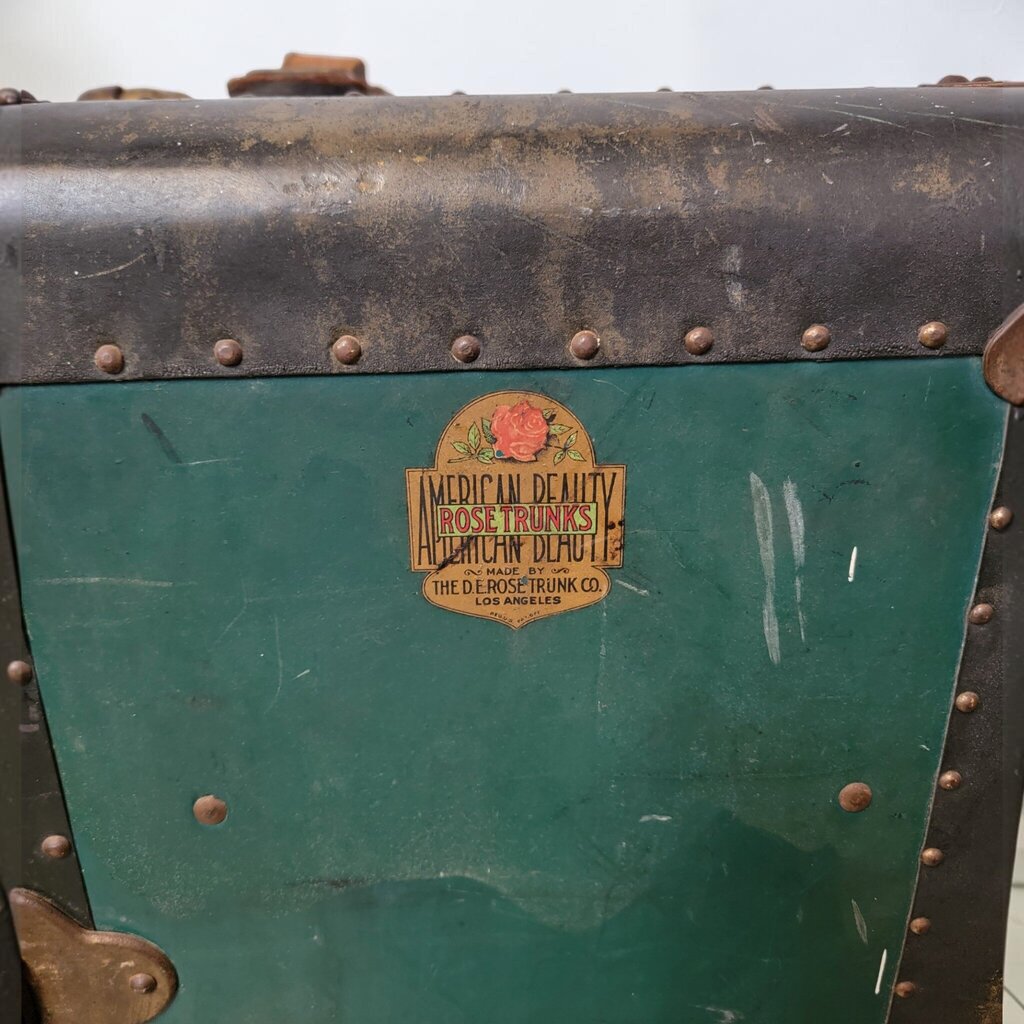8747 1930's Green Antique Steamer #Trunk