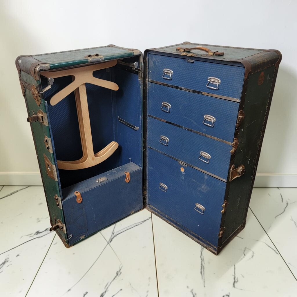8747 1930's Green Antique Steamer #Trunk