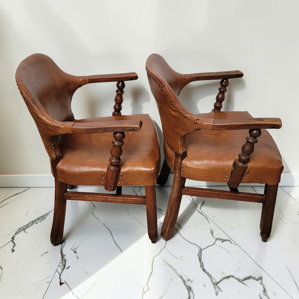 8748-8749 Mid Century Commercial Office #Armchair in Saddle Brown Naugahyde
