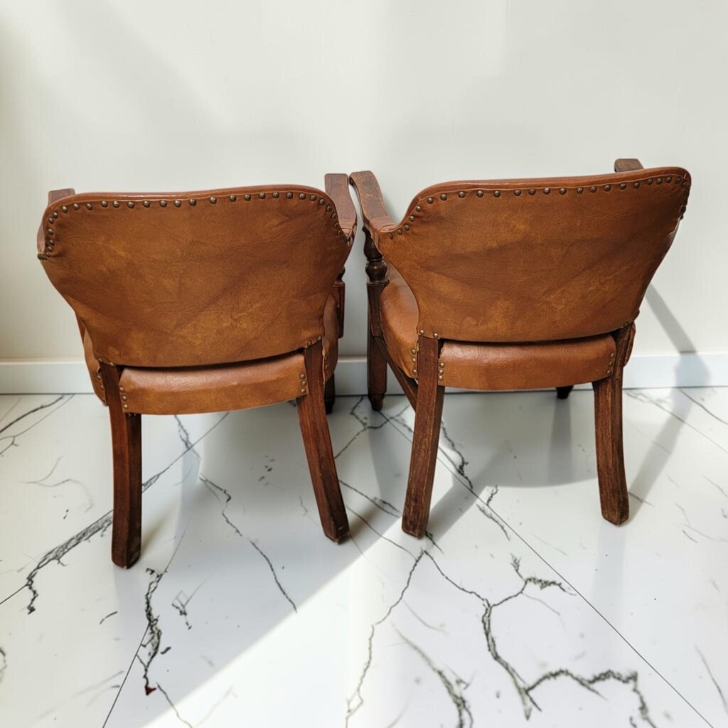 8748-8749 Mid Century Commercial Office #Armchair in Saddle Brown Naugahyde