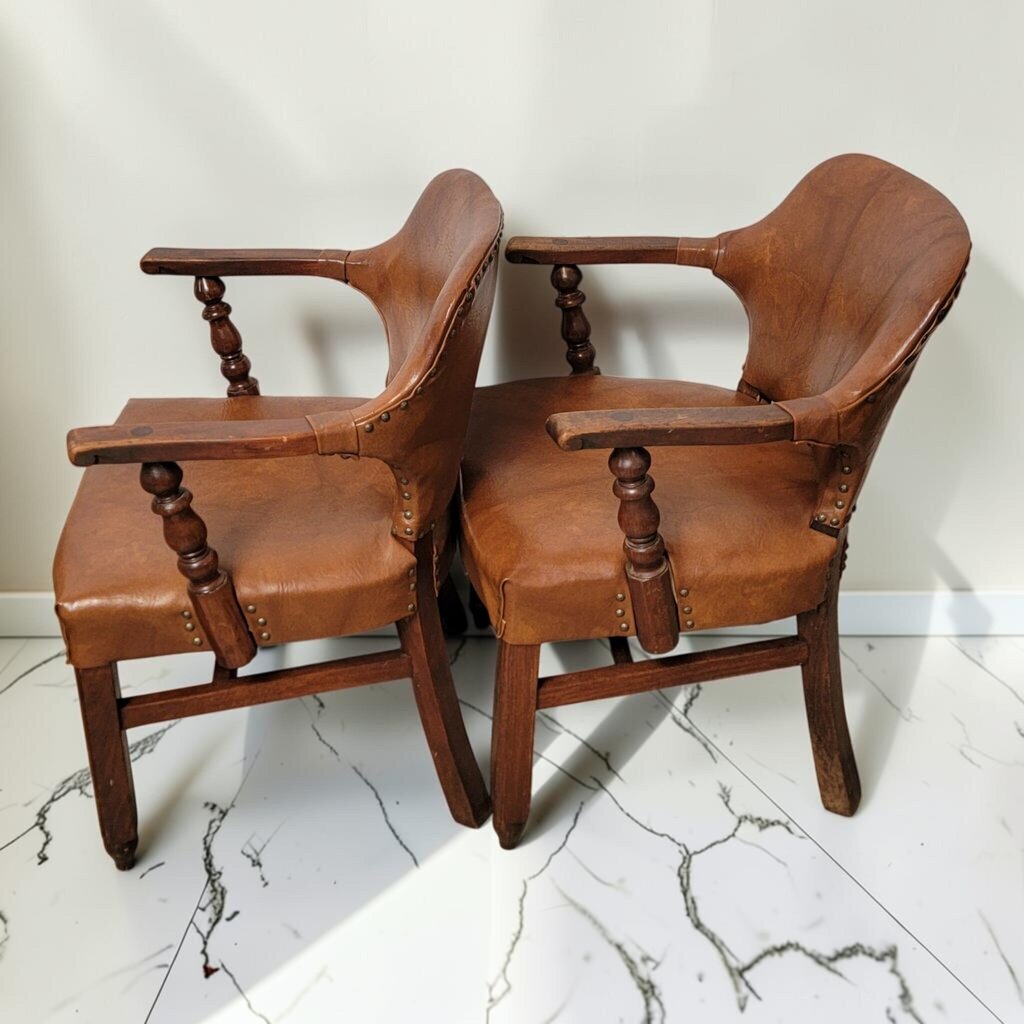 8748-8749 Mid Century Commercial Office #Armchair in Saddle Brown Naugahyde