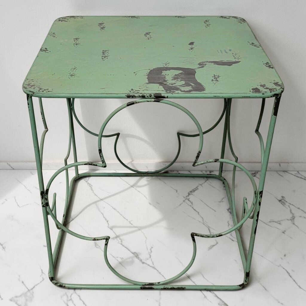 8758 Turquoise Metal Side #Table