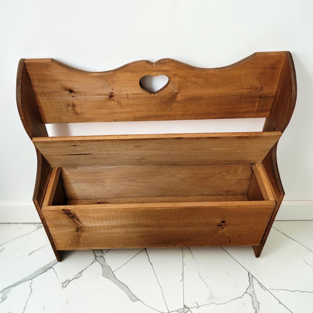 8761 Heart Cutout Pine Storage #Bench