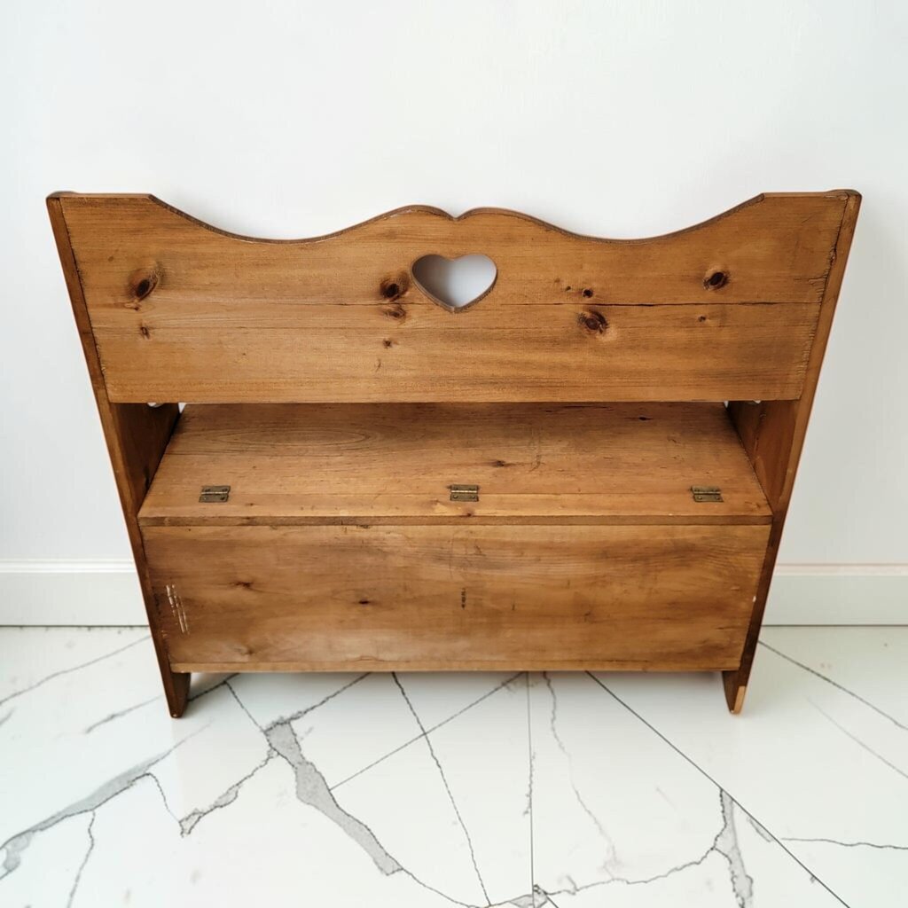 8761 Heart Cutout Pine Storage #Bench