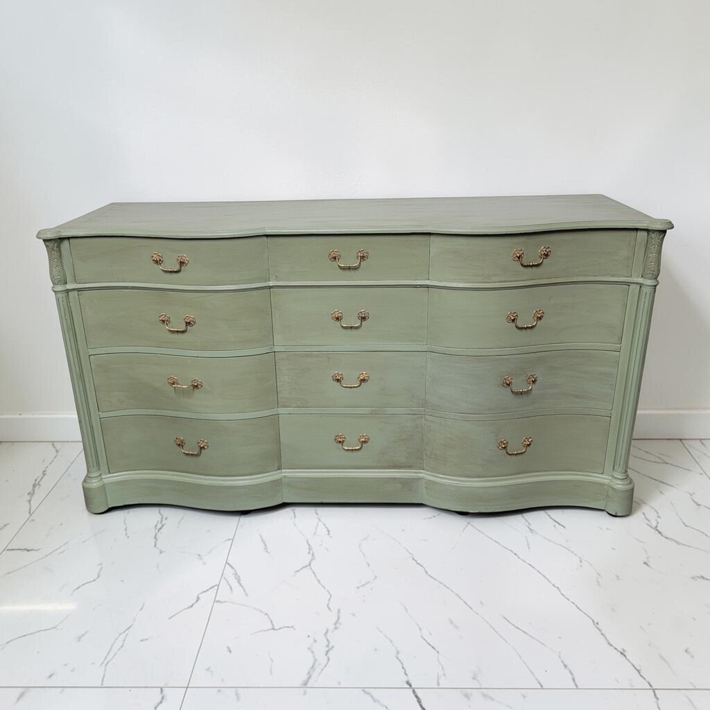 8765 Refinished Sage 12 Drawer #Dresser