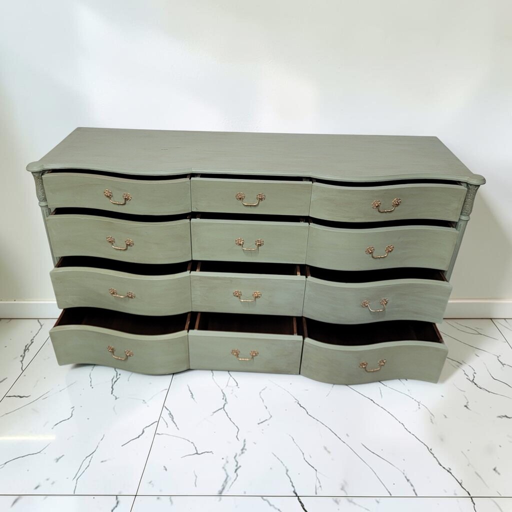8765 Refinished Sage 12 Drawer #Dresser