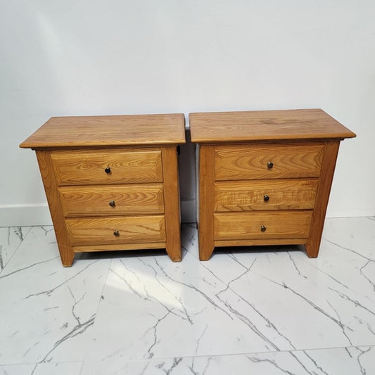 8766-8767 Vintage Golden Oak 3 Drawer #Nightstand