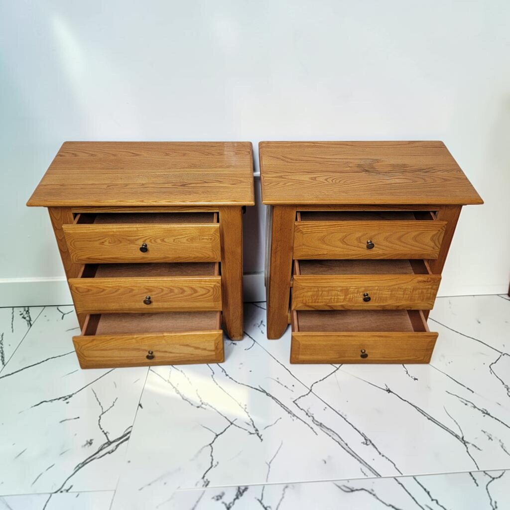 8766-8767 Vintage Golden Oak 3 Drawer #Nightstand