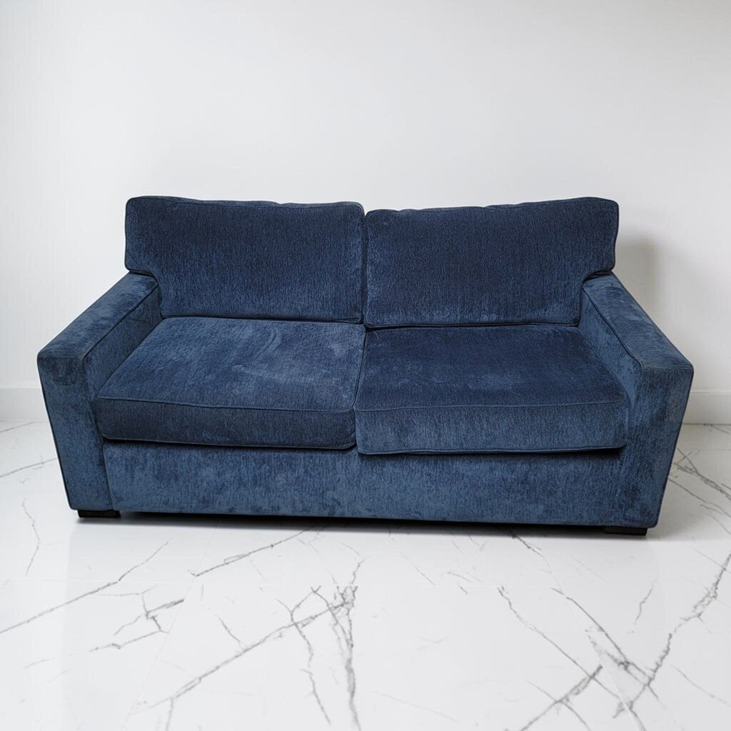 8768 Blue Textured Fabric Two- Cushion #Loveseat