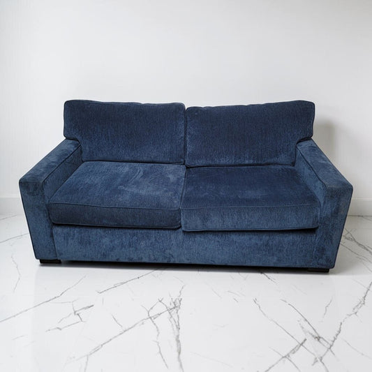 8768 Blue Textured Fabric Two- Cushion #Loveseat