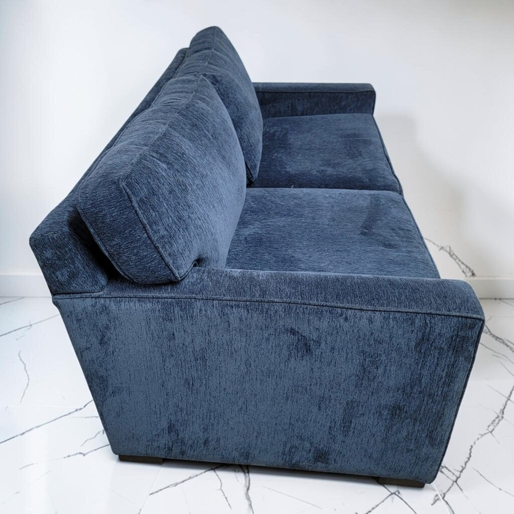 8768 Blue Textured Fabric Two- Cushion #Loveseat