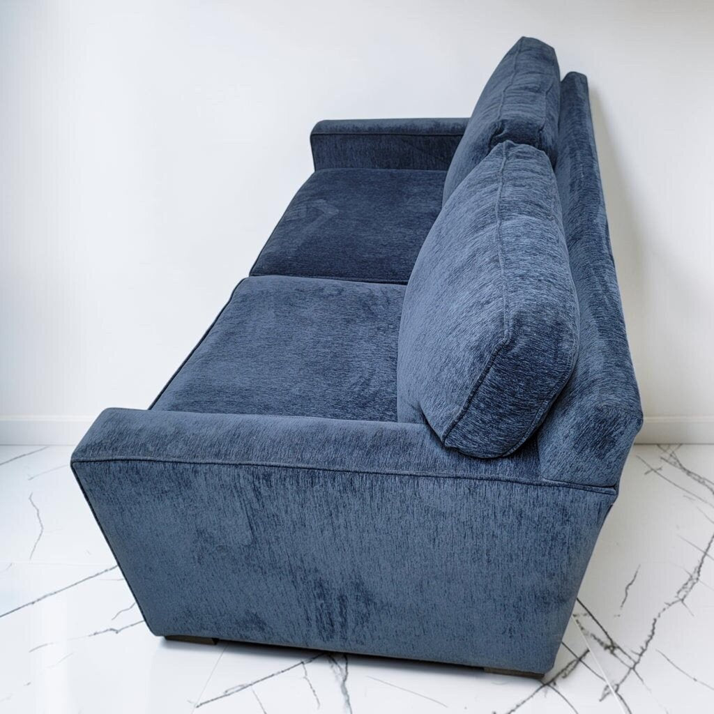 8768 Blue Textured Fabric Two- Cushion #Loveseat