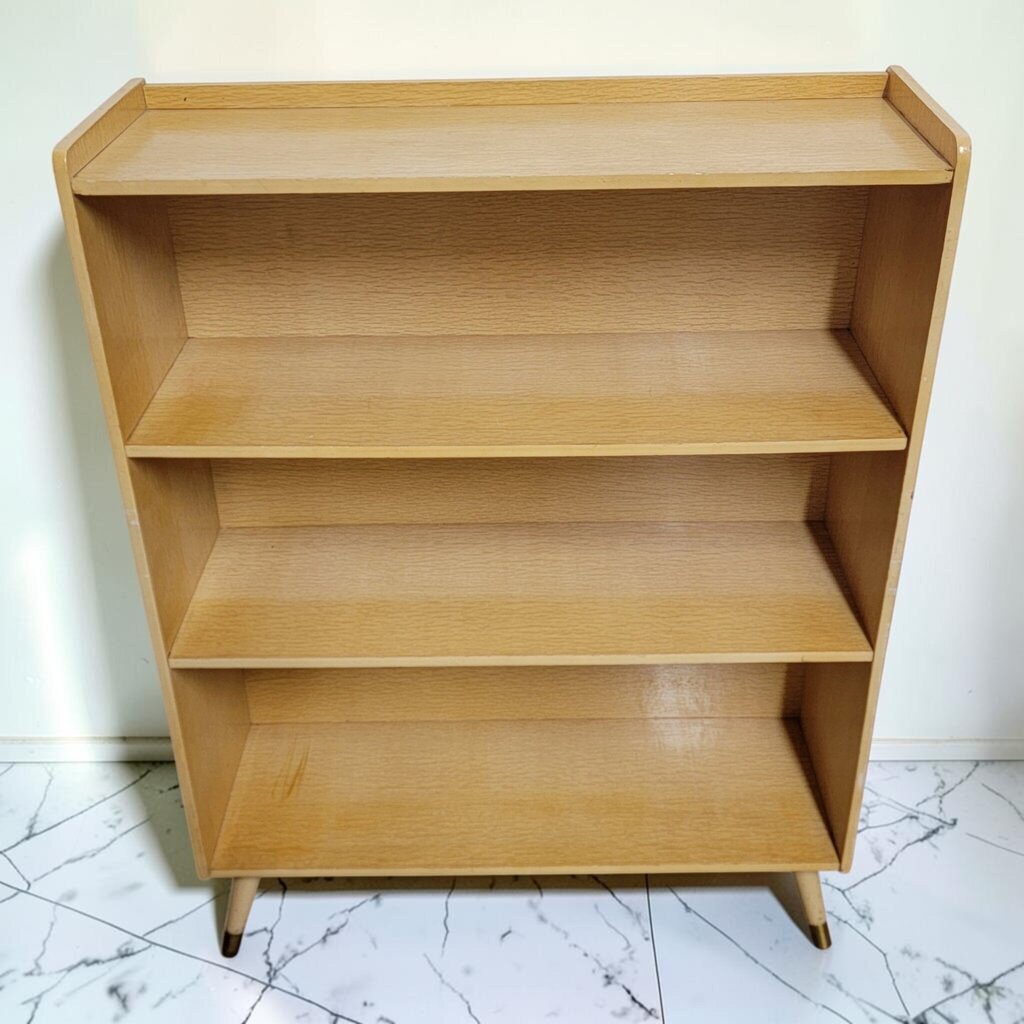 8769 Mid Century Modern Three- TIer #Bookcase with Tapered Legs